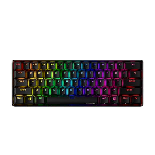 HyperX Alloy Origins 60 - Mechanical Gaming Keyboard - Ultra Compact 60% Form Factor - Tactile Aqua Switch - Double Shot PBT Keycaps - RGB LED Backlit - NGENUITY Software Compatible,Black - color: Black, size: 60%, style: HyperX Aqua
