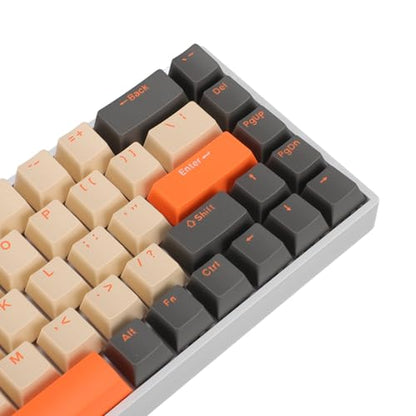 60 Percent 68 Keys Mechanical Keyboard, RGB Backlit Ergonomic Type C Wired Gaming Keyboard for Computer with Red Switch, Hot Swappable Compact Design for Home Office