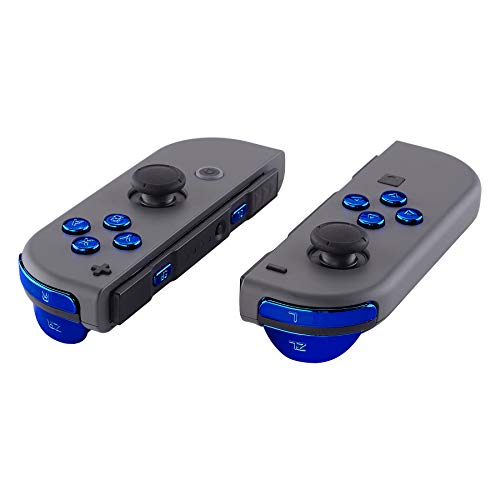 eXtremeRate Chrome Blue Full Set Replacement Buttons for Nintendo Switch & OLED JoyCon, ABXY Direction Keys SR SL L R ZR ZL + - Home Capture Trigger Buttons Springs - Without Controller - color: Chrome Blue