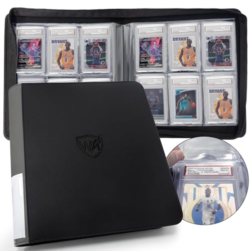 Graded Card Binder, Holds 60 PSA Slabs, 6 Pocket Slab Binder for PSA CGC CSG Slabs, Premium Ringless Zipper Card Collection Album,gray-black - color: Graded Card Binder-40 Pockets, size: 6 Pocket