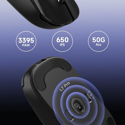 MCHOSE L7 Pro Wireless Gaming Mouse Super Light 39g, Gaming Mouse Esport with 26K DPI, Optical Switch, Programmable Buttons, Dual 8K Polling and PAW3395 Sensor, Tri-Mode Connection, PC/Mac - Black - color: L7 Pro black