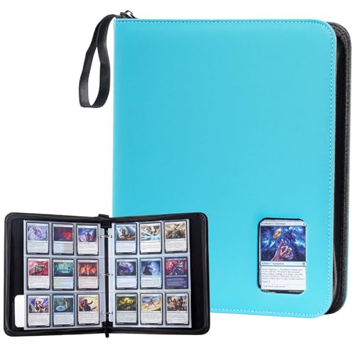 ProCase 900-Pocket Card Binder with Clear Window -Lightblue | 9 Double-sided Pockets, Trading Cards Colletction Album Holder, Removable Sleeves, Holds MTG, TCG, Sports & Football Cards - color: Lightblue