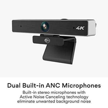 MEE Audio C11Z 4K Ultra HD Webcam with ANC Microphones, 4X Digital Zoom, Low Light Correction, Wide Angle Lens and Privacy Cover for Zoom Video Conferencing on Computer PC Mac Laptop Desktop - style: 4K Wide Angle
