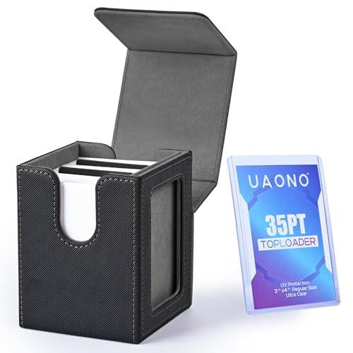 UAONO Card Deck Box for MTG Commander, Fits 100 Double-Sleeved Cards | Independent Commander Display, Magnetic Deck Case for Magic the Gathering TCG, 2 Dividers & 1 Top Loader (Black) - color: A-Black