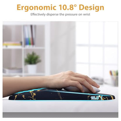 EYROZILL 3 in 1 Ergonomic Wrist Rest for Keyeboard and Mouse, Non-Slip Desk Mouse Pad with Wrist Support, Keyboard Wrist Rest and Mouse Pad Set Massage Design (Black Marble) - color: Black Marble