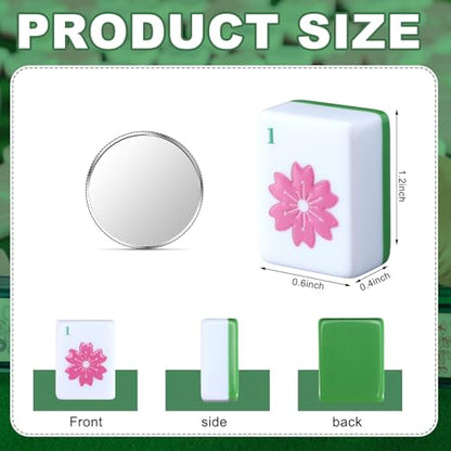 160 Pcs Green American Mahjong Only, 1.2 x 0.8 Inches Flowers Theme Melamine Mahjong Tiles, Hand Carved Pattern for Mah Jong Games, Adult Classic Board Games, Beginners, Mah Jong Lovers - color: Fresh Color, style: Classic