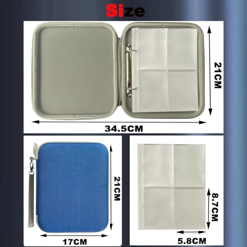 Card Case Compatible for Yoto Card Case Holder 80 Pockets Card Folder Card Binder with Zipper fit 2.3 * 3.4 inch Mini Audiobook Cards (Blue) - color: Blue