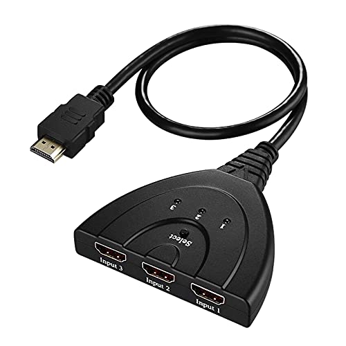 HD MI Switcher 4K 3D HD MI Splitter 1 in 3 Out hd mi Multi Port Adapter | for Tv Hd 1080p TV Adapters Cable 3 Port for Media Box, DVD Player, Game Console,Computer, PC, Cable Box, Projector