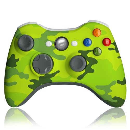 Wireless Controller for Xbox 360,Gamepad for Xbox 360 & Slim Console,Green | 2.4GHZ Game Joystick,Double Vibration,No Audio Jack