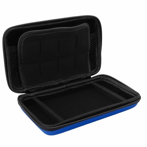 Hard Shell Carrying Case for New 3DS XL/2DS XL - Travel Protective Storage with 8 Game Cartridge Slots & Water Proof PU Exterior (Blue) - color: Blue