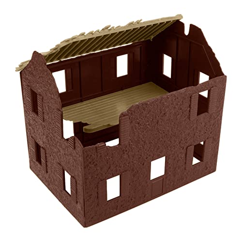 BMC WW2 Bombed French Farm House - Plastic Army Men Playset Accessory - color: Brown / Tan