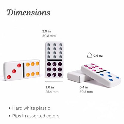 WE Games Mexican Train Dominoes, Double Twelve - Premium Ivory Tiles, Colorful Dots, Family and Adult Board Game