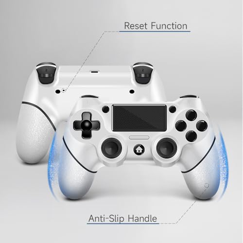 AceGamer 2 Pack for PS4 Controller, Wireless Controllers for PS4/Pro/Slim/PC, with Non-Slip Grip of Both Sides and 2 USB-C Cable! (White * 2) - color: White