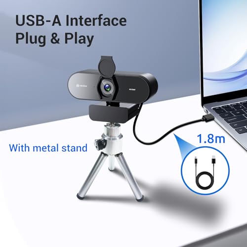 N newline 4K Webcam for PC with Tripod, PDAF Autofocus, 1080P@60FPS, 79° FOV, Low Distortion, 2 Noise Reduction Mics, Privacy Cover, Plug&Play, PC Camera for Skype, Teams, Zoom, NewEye 62 Kit - style: 4K Webcam w/Tripod