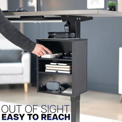 VIVO Black Clamp-on Desk Leg Shelving Unit, Storage Shelves, DESK-SHELF3CL | Multi-Level Storage, Office Accessory Holder for Supplies, Gaming Devices, and More, Workstation Organizer