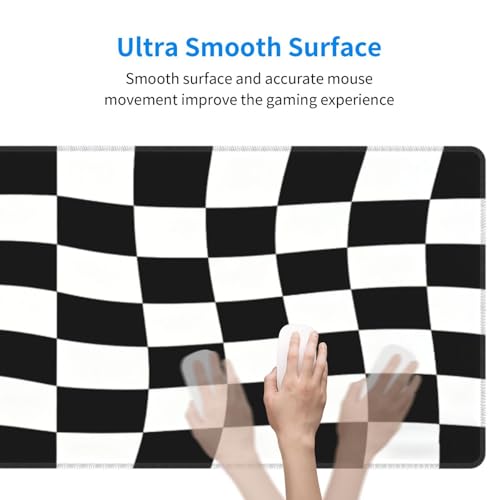 Gaming Mouse Pad, Large Black White Checkered Mousepad Laptop, Extended Mouse Mat, Long XL Waterproof Keyboard Pads, Big Non-Slip Mousepads for Game Office Home, 31.5 x 11.8 in - color: Black White Checkered