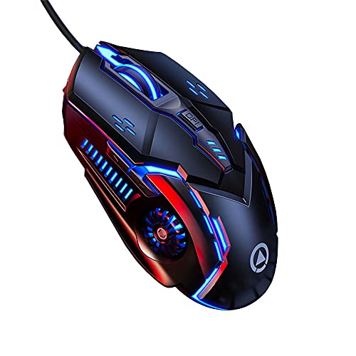 Gaming Mouse Wired, USB Optical Computer Mice with RGB Backlit, 4 Adjustable DPI,Silent Click, Ergonomic Gamer Laptop PC MacBook Mouse, 6 Programmable Buttons for Windows 7/8/10/XP Vista Linux MacOS