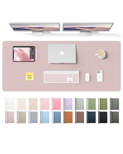 YSAGi Leather Desk Pad Protector, Office Desk Mat, Large Mouse Pad, Non-Slip PU Leather Desk Blotter, Laptop Desk Pad, Waterproof Desk Writing Pad for Office and Home (Grayish Lavender,55" x 17.2") - color: Grayish Lavender, size: 55" x 17.2"