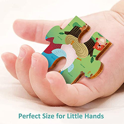 24 Piece Puzzles for Kids Ages 3-5 Forest Musicians | Wooden Jigsaw Puzzle for Toddlers 3 4 5 Year Old, Preschool Toddler Puzzles with Tray