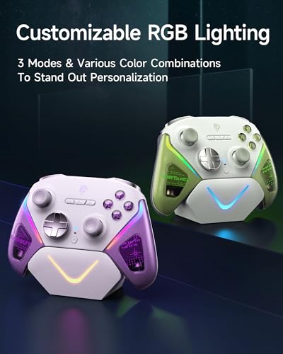 EasySMX D10 PC Controller - Elite Wireless Bluetooth Gamepad with TMR Joystick, Dual-Mode Triggers & Full Mechanical Buttons, 1000Hz Polling Rate, RGB Bakclit for PC/Switch/Switch 2/ Android/iOS - color: Green
