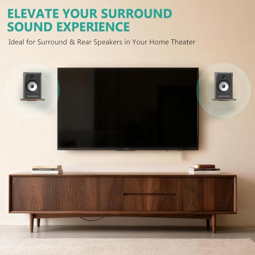 WALI Speaker Wall Mount, Heavy Duty Bookshelf Speaker Floating Wall Shelves, Surround Sound Speakers Stand for Living Room, Home Theater and Gaming Room, Holds up to 55 Lbs, (SWM302), 1 Pair, Wood - color: Wood, size: 7.87" x 7.87"