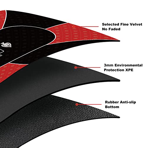 YUZPKRSI 70 x 35 Inch Poker Mat, 8 Players Texas Hold'em Poker Rubber Mat Poker Topper for Tables, Folding Portable Poker Table Top Layout w/Carrying Bag for Poker Games, Blackjack, Casino - color: 70 X 35 Inch-rectangular Red