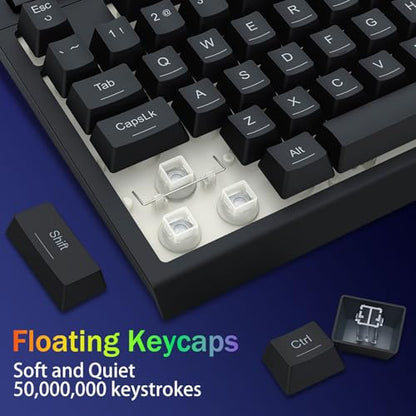 Redragon K524 75% Wired Gaming Keyboard, RGB Backlit, Whisper-Quiet, Black | Membrane Keyboard with Programmable Macro and Multimedia Keys, Anti-ghosting, Spill Resistant,Compact for Win/MAC/PS/Xbox - color: Wired