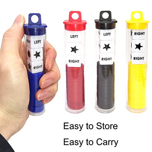 Ahoper Left Right Center Dice Game Prime Set Bundle with 3 Dices + 36 Chips. Round Tube Storage is Very Convenient for Travel. Easy to Store, Carry Around. (4 Pack) - color: 4 Pack