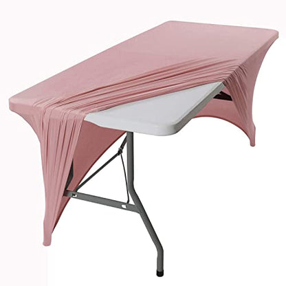 Peomeise 8FT Spandex Table Cover Rectangular Stretch Spandex Tablecloth (Dusty Rose,8FT) - color: Dusty Pink, size: 96" x 30" (Rectangular)