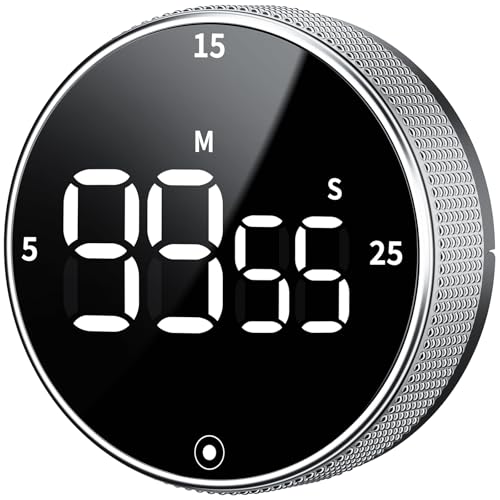 Digital Kitchen Timer with Magnetic - Visual Timer with Large LED Display, Pomodoro Classroom Timers with 3-Preset Times, Volume Adjustable, Countdown & Count Up Timers for Cooking