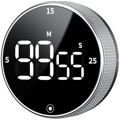 Digital Kitchen Timer with Magnetic - Visual Timer with Large LED Display, Pomodoro Classroom Timers with 3-Preset Times, Volume Adjustable, Countdown & Count Up Timers for Cooking