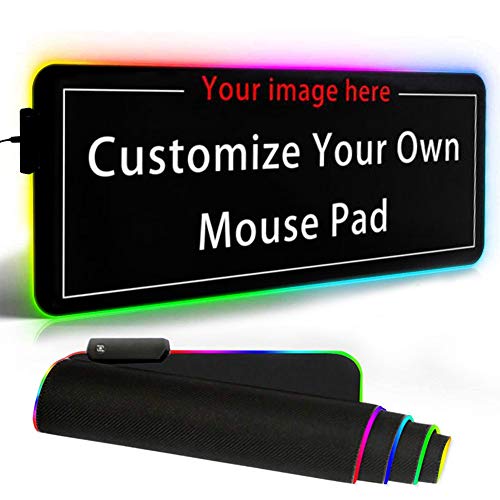 Personalized RGB LED Gaming Mouse Pad Make Your Own Customized Large Gaming Mousepad Custom Mouse Mat for Office Dorm Personalised Gifts Presents for Gaming Lovers, 31.5x11.8in - size: 31.5 x 11.8 in