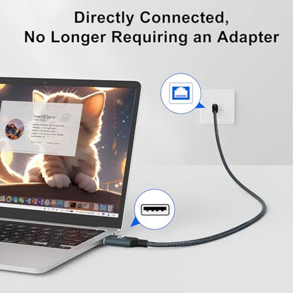 USB to Ethernet Cable 6.6FT, USB 3.0 A to RJ45 Male Cable Directly Connected Gigabit LAN Network, Compatible with Laptop, PC, MacBook, Switch, Windows 10/11, macOS, Linux - size: 6.6FT, style: USB A to Ethernet