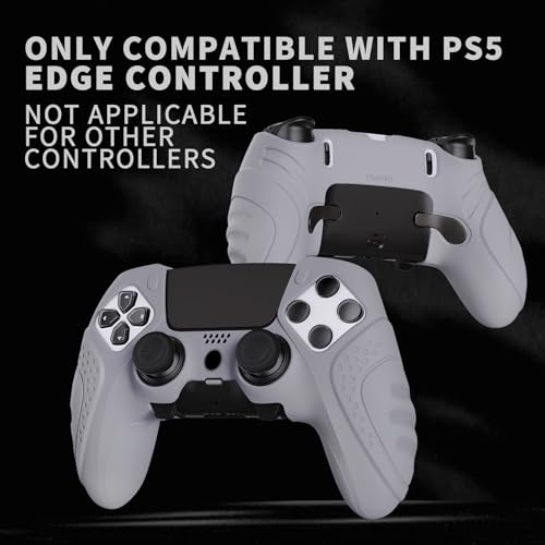 PlayVital Guardian Edition Anti-Slip Ergonomic Silicone Cover Case for ps5 Edge Controller, Soft Rubber Protector Skin for ps5 Edge Wireless Controller with Thumb Grip Caps - Metallic Gray - color: Metallic Gray