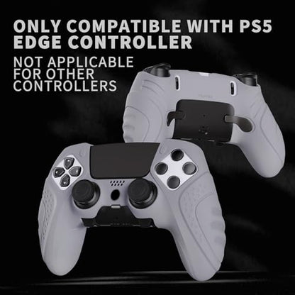 PlayVital Guardian Edition Anti-Slip Ergonomic Silicone Cover Case for ps5 Edge Controller, Soft Rubber Protector Skin for ps5 Edge Wireless Controller with Thumb Grip Caps - Metallic Gray - color: Metallic Gray