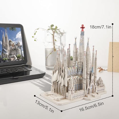 Piececool 3D Metal Puzzles for Adults and Teens, La Sagrada Família Metal Model Kit, Hobby DIY Crafts for Adult Challenge Spanish Cathedral Brain Teaser Architecture Building Kit, 450 Pcs - color: La Sagrada Família