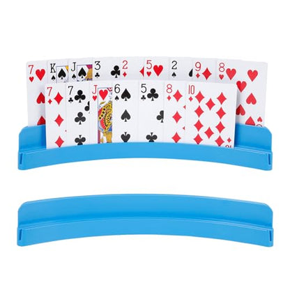 2 Packs of Double-Layer Card Holders，Playing Card Holder for Kids Adults Hands Free Card Holder for Family Card Game Nights Poker Parties - color: Blue(2pack)
