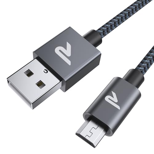 RAMPOW Micro USB Cable 6.6ft Nylon Braided Space Gray QC 3.0 Fast Charge & Sync 2.4A for Samsung Galaxy S5/S6/S7, HTC, LG, Kindle, Sony, PS4, and More - size: 6.6ft, style: 1Pack