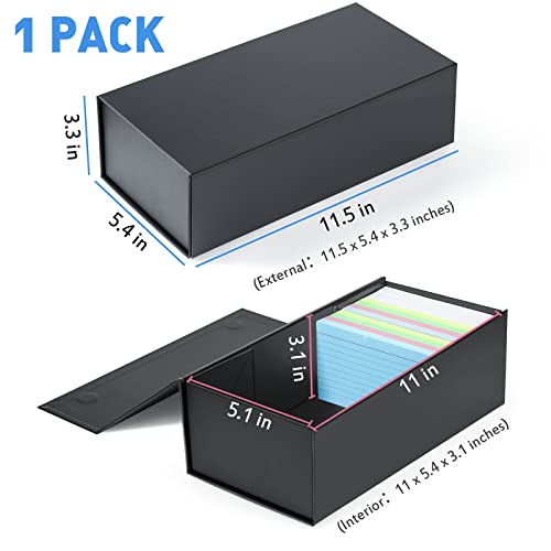 Harhana 3x5 Index Card Holder Card File Box Organizer, Hold 1200 3x5-Inch Flash Cards 1 Pack Black - color: Black