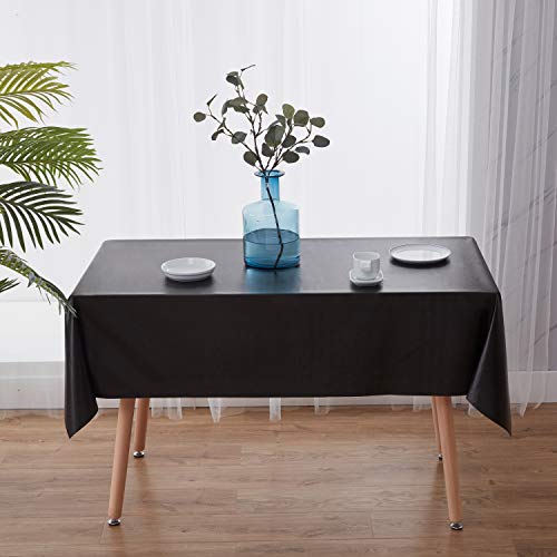 NLMUVW Black Vinyl Tablecloth, Heavy Duty PVC Table Cloth Waterproof | Dining Table Cover Rectangle Wipe Clean for Kitchen Picnic, 54 x 78 inch - color: Black, size: 78" x 54" (Rectangular)