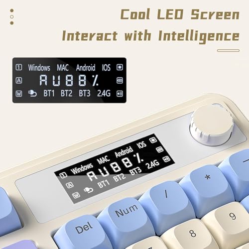 AULA S99 Pro Gaming Keyboard, Cute Creamy Keyboard with Number Pad Smart Screen, Tri-Mode Bluetooth/2.4G/USB-C Computer Keyboards, Media Knob Custom RGB Backlit Feel for MAC Xbox PC Gamer - Purple - color: Purple White