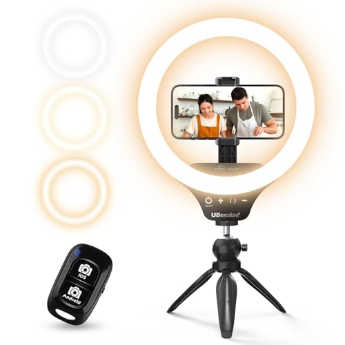 UBeesize 12" Desk Ring Light with Stand & Phone Holder - Adjustable Studio Light for Photography，Zoom Meetings, YouTube, TikTok, Live Streaming