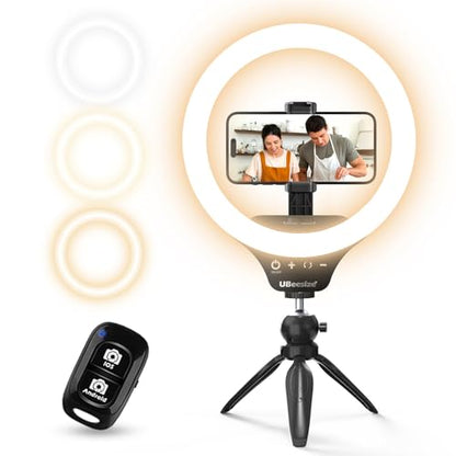 UBeesize 12" Desk Ring Light with Stand & Phone Holder - Adjustable Studio Light for Photography，Zoom Meetings, YouTube, TikTok, Live Streaming