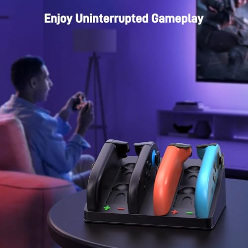 Charging Dock for Nintendo Switch 2 & 1 Controller | 4 in 1 Magnetic Secure Charger for Joy-Con 2 & Controllers | with 4 Game Card Slots & Organized Storage