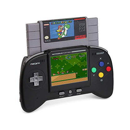 Retro-Bit RDP 2 in 1 Portable Handheld Console System - for NES and SNES Games - Black