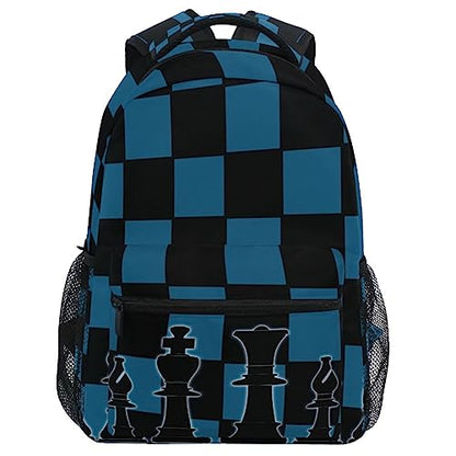 Black Blue Chess Board Backpack Bookbag Daypack Travel Hiking Camping School Laptop Bag - color: Multi Pattern 9