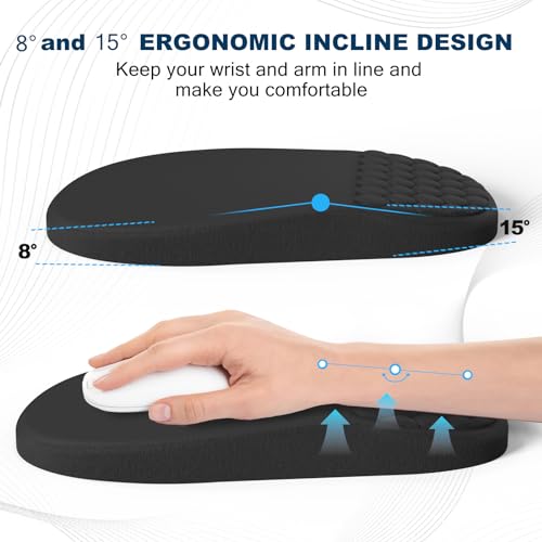 Ergonomic Mouse Pad and Keyboard Wrist Rest with Massage Design, Space-Saving Mouse Pad Wrist Support, Memory Foam Wrist Rest with Non-Slip PU Base for Computer Desk, Black - color: Massage01-black