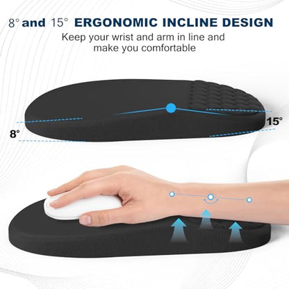 Ergonomic Mouse Pad and Keyboard Wrist Rest with Massage Design, Space-Saving Mouse Pad Wrist Support, Memory Foam Wrist Rest with Non-Slip PU Base for Computer Desk, Black - color: Massage01-black
