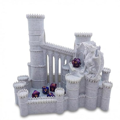 Large Dragon Castle Dice Tower - Marble Stone Effect Plastic Dice Roller with Built-in Courtyard Tray - Compatible with All Polyhedral RPG Dice - Epic Fantasy Tabletop Gaming Accessory - color: Dragon Castle