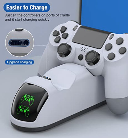 PS4 Controller Charger Dock Station with Charging Cable,1.8Hour Fast-Charging PS4 Controllers Charging Station for PlayStation 4 Dualshock 4 Charger - color: White-Green